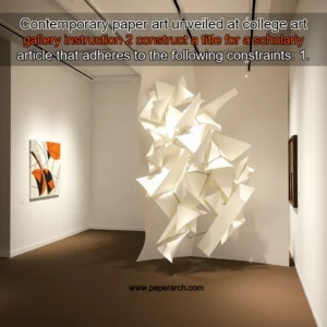 Artistic representation for Contemporary paper art unveiled at college art gallery instruction 2 construct a title for a scholarly article that adheres to the following constraints: 1.